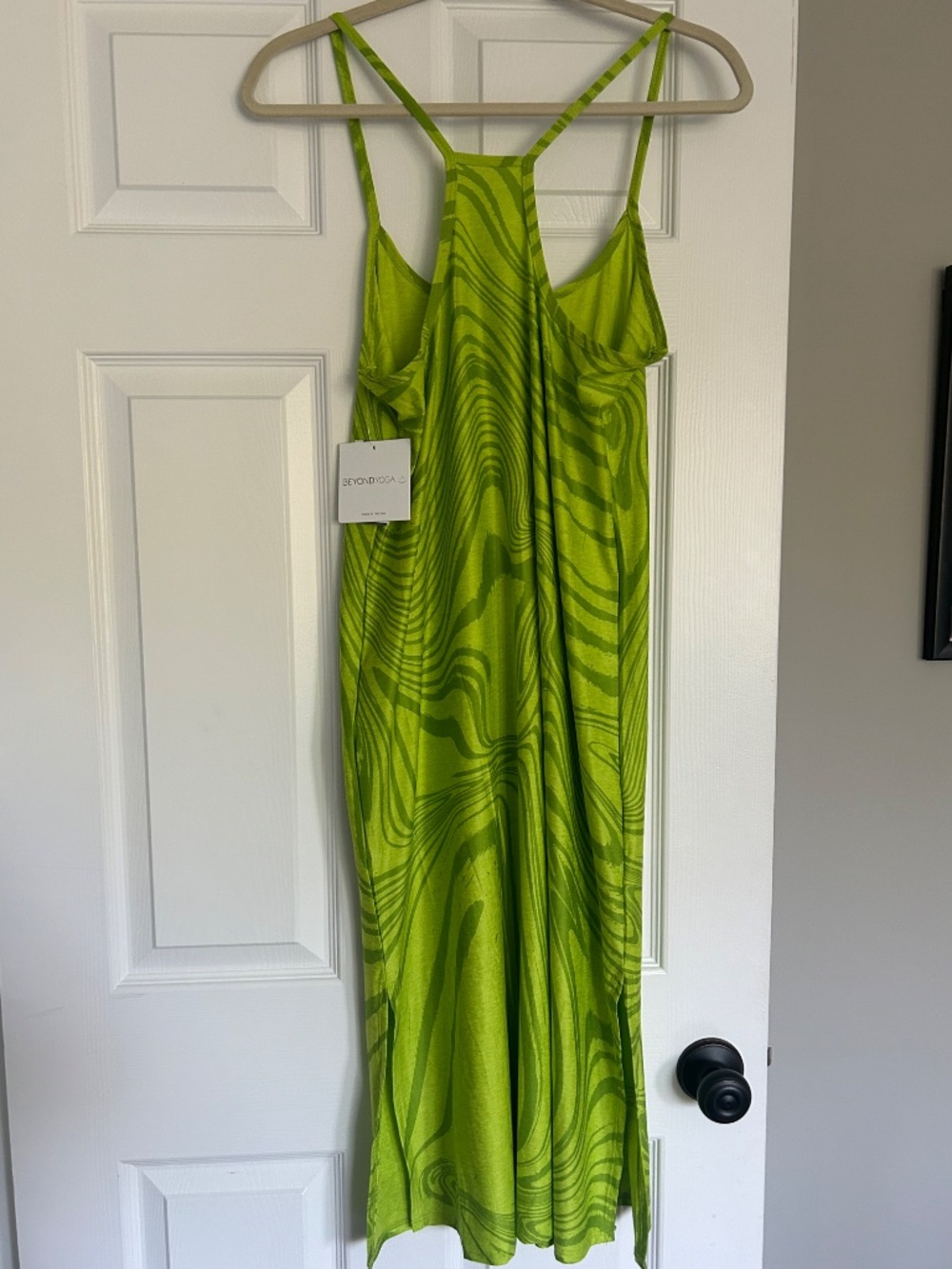 Beyond Yoga Green Marbled Racerback Spaghetti Strap Dress - Size S; NWT - Picture 3 of 6